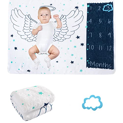 Meilenstein Decke Monatsdecke für Junge & Mädchen - Weiche Fleece Babydecke, Personalisiertes Party-Geschenk, Fotografie Hintergrund Mit Mond & Sterne Motiv, 75 * 100CM Meilenstein Decke Monatsdecke für Junge & Mädchen - Weiche Fleece Babydecke, Personalisiertes Party-Geschenk, Fotografie Hintergrund Mit Mond & Sterne Motiv, 75 * 100CM von Surakey