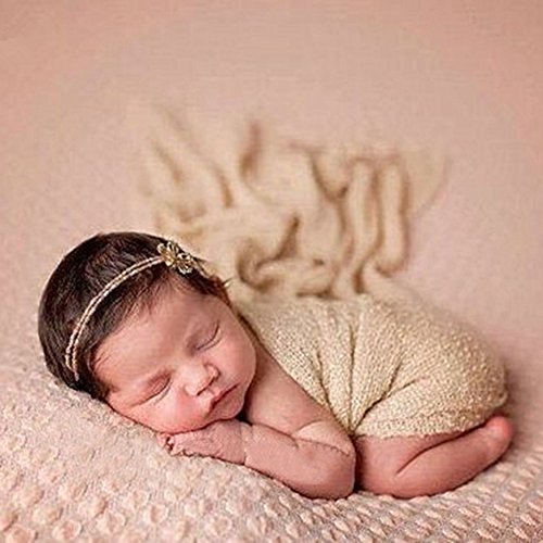 Baby Neugeborenen Foto Requisiten Wraps,Baby Fotografie Stretch Knit Lange Ripple Wrap,Newborn Fotoshooting Wrap,Baby Wrap Decke,Props Decke Wraps DIY Neugeborenen Requisiten Prop, Khaki von Surakey