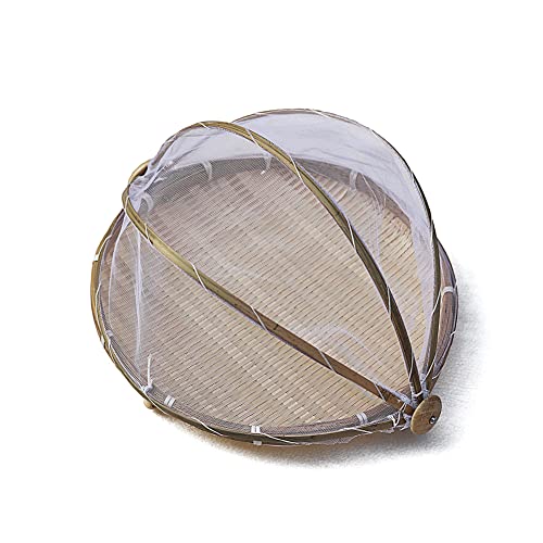 Bambus Zelt Korb mit Fliegenschutz,Handgewebte Obstschale Zeltkorb Netzkorb Obst Gemüse Brot Korb Lebensmittel Servierkorb mit Gaze Abdeckhaube Fliegenhaube für Home Outdoor Picknick von Surakey