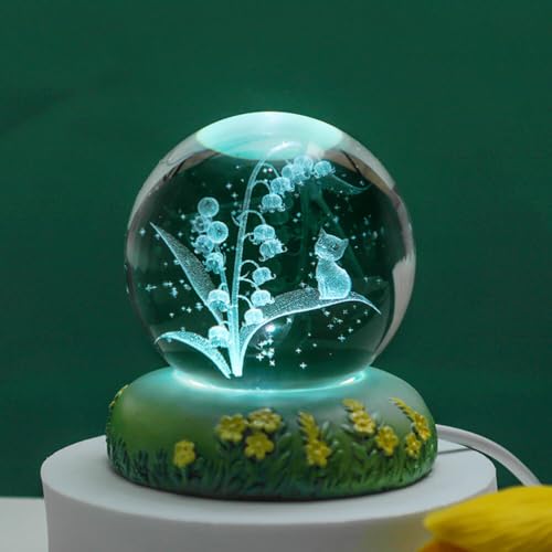 Blumen Nachtlicht 80mm Glaskugel Nachtlicht mit LED Halterung 3D Maiglöckchen Kristallkugellampe USB Aufladung Blume Nachtlampe Schlafzimmer Schlafen Tischlampe für Zuhause Tischdekorationen Blumen Nachtlicht 80mm Glaskugel Nachtlicht mit LED Halterung 3D Maiglöckchen Kristallkugellampe USB Aufladung Blume Nachtlampe Schlafzimmer Schlafen Tischlampe für Zuhause Tischdekorationen von Surakey