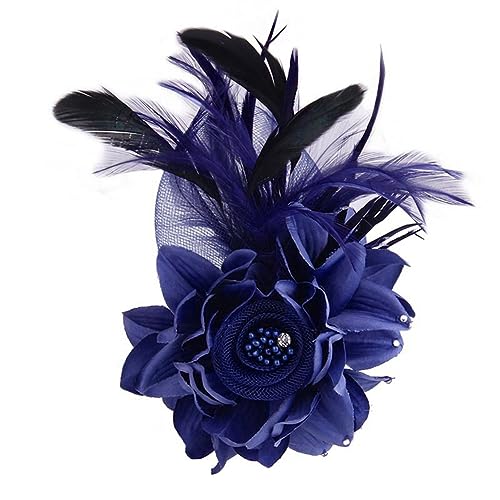 Feder Brosche,Damen Fascinator Hut Feder Haarclip Elegante Ansteckblume Brosche Blume mit Perlen Brosche Feder Kopfschmuck Anstecknadel Abzeichen für Fasching Haarklammer Hochzeit Bankett Party von Surakey