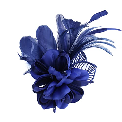 Feder Brosche,Damen Fascinator Hut Feder Haarclip Elegante Ansteckblume Brosche Blume mit Perlen Brosche Feder Kopfschmuck Anstecknadel Abzeichen für Fasching Haarklammer Hochzeit Bankett Party von Surakey