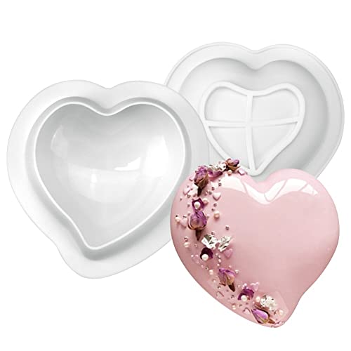 Herz Kuchenform,3D Herzen Silikonform Backformen, 3D Liebesherz Diamantförmige Form Silikon Backformen, Herzform Kuchenform, Zum Backen Käsekuchen,Mousse,Schokolade auf Hochzeit Valentinstag Party von Surakey