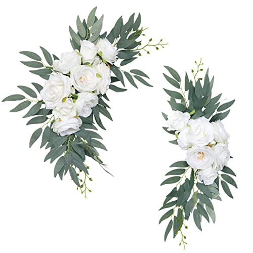 Künstliche Rosengirlande,Künstliche Pfingstrosen Girlande, Seidenblumen Hochzeitsbogen Blumen Set, Tafelaufsätze, Blumenarrangement für Hochzeit, Party, Zeremonie, Empfang, Dekoration, 2 Stück von Surakey