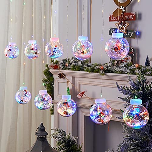 LED Lichtervorhang Fenster,Weihnachtskugeln LED Lichterketten,USB Lichterkette Weihnachtsbeleuchtung,weihnachtsbaum Lichterkette Für Innen Außen, Weihnachten, Party, Deko, Hochzeit, Garten, Balkon von Surakey