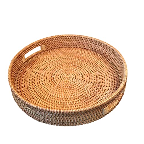 Rattan Rundes Serviertablett, Gewebtes Serviertablett mit Griffen,Natürlich Rattan Obstkörbe Gewebte Brotkorb Weidenkorb mit Henkel zum Servieren von Speisen, Crackern, Gebäck, Snacks Rattan Rundes Serviertablett, Gewebtes Serviertablett mit Griffen,Natürlich Rattan Obstkörbe Gewebte Brotkorb Weidenkorb mit Henkel zum Servieren von Speisen, Crackern, Gebäck, Snacks von Surakey