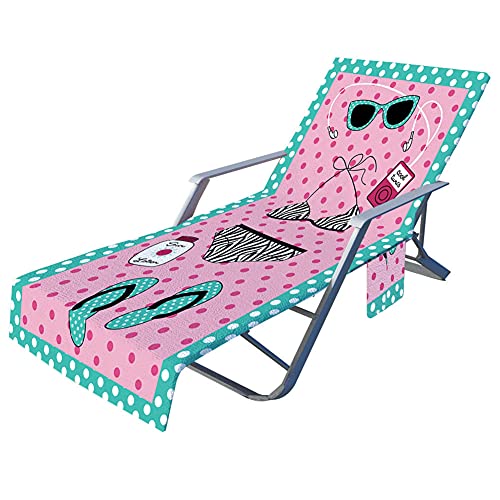 Strandstuhlabdeckung,Strandkorb Handtuch Lounge Chair Cover, Mikrofaser Strandtasche Sonnenliege Handtuch Stuhl Strandtuch mit Taschen Handtücher Für Schwimmbäder, Strände, Gartenhotels, 210x75 cm von Surakey