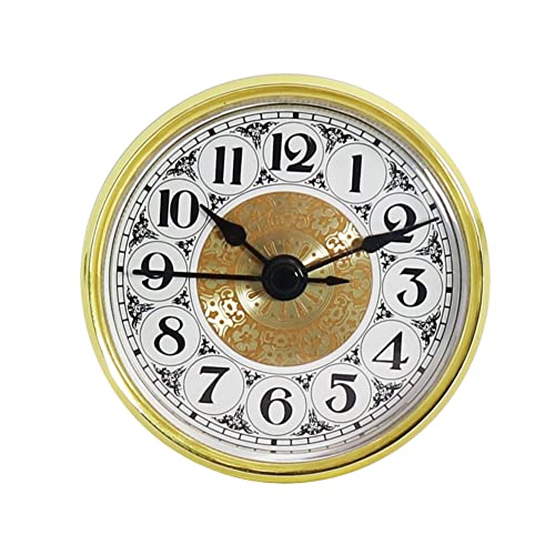 Surakey 2.8 Zoll (70 mm) Uhrwerk, Quarz-Uhr Arabische Ziffer Quarzuhr Einfügen Einbau-Uhr DIY Quartz Uhrwerk Zubehör mit Gold Trim,Quarzwerk Europäischer Stil Clock Einsteckuhrwerk von Surakey