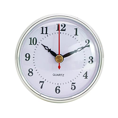 Surakey 3-1/8 Zoll (80 mm) Uhrwerk, Quarz-Uhr Arabische Ziffer Quarzuhr Einfügen Einbau-Uhr DIY Quartz Uhrwerk Zubehör mit Silber Trim,Quarzwerk Europäischer Stil Clock Einsteckuhrwerk von Surakey