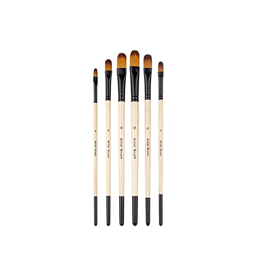 Surakey 6 Stück Pinsel Set, Nylon Acrylfarben Pinsel, Hölzernen Griff Pinsel Künstler PinselSets Satz für Aquarell Ölgemälde, Perfektes Malerei Ölfarben Brush Set für Anfänge Kinder Künstler von Surakey