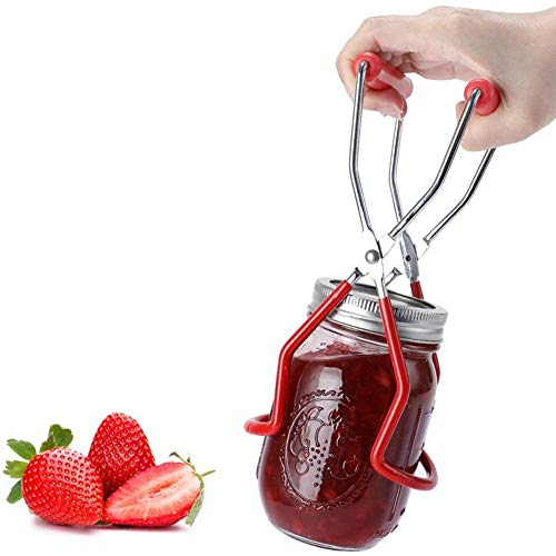 Surakey Glasheber Canning Jar Lifter Zange für heiße Einkochgläser und Einmachgläser,Edelstahl Greifzange Einmachgläser Flaschen Heber,Canning Jar Lifter Tongs Universalbügel von Surakey