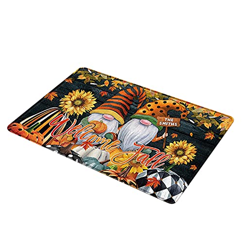 Surakey Herbst Willkommen Dekorative Fußmatte, 60x40cm,Thanksgiving Doormat Glücklich Herbst Ernte Bodenmatte Halloween GNOME Türmatte Lustige Haustür Dekoration für Hauseingänge, Flure, Außentüren von Surakey