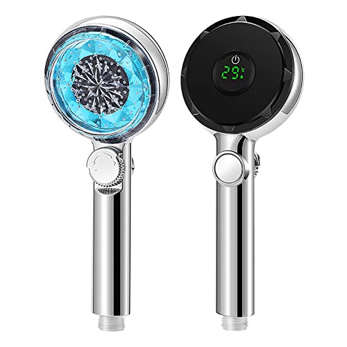 Surakey Led Duschkopf Bad Hand, Wassersparender Duschkopf mit Temperaturanzeige, Sparduschkopf Duschkopf, Hochdruck Duschkopf, Handbrause für Badezimmer, Blau von Surakey