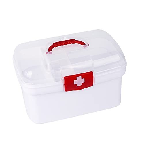 Medizinbox Plastik Erste Hilfe Box, Hausapotheke Box,Aufbewahrungskasten Medizin Box, 2 Ebene Medizinkoffer Erste Hilfe Koffer Multifunktions Aufbewahrungsbox mit Tragegriff von Surakey