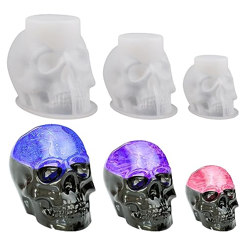 Surakey Totenkopf Epoxidharz Formen, 3D Epoxidharz Silikonform, 3 Stück Kerzenform Halloween Schädel Silikonform, Silikon Epoxy Gießform für Geschenke DIY Handwerk, Heimtextilien Dekoration für Haus Surakey Totenkopf Epoxidharz Formen, 3D Epoxidharz Silikonform, 3 Stück Kerzenform Halloween Schädel Silikonform, Silikon Epoxy Gießform für Geschenke DIY Handwerk, Heimtextilien Dekoration für Haus von Surakey