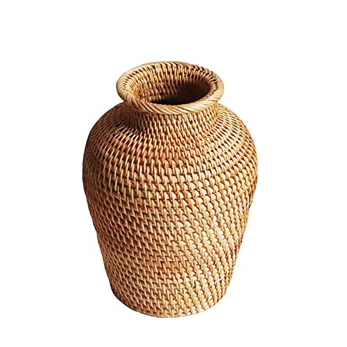 Surakey Vintage Boho Vase für Pampasgras,Blumenkorb Handgefertigte Rattan Vasen für Tischdeko Dekorativ Gewebte Blumenvase Organizer Blumentopf für Wohnkultur Bauernhausvase Wohnzimmer Tisch Deko von Surakey