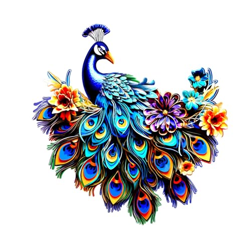 Surakey Wanddeko Metall Pfau, 30.5 x 32cm, 3D Pfau Vogel Deko Wandkunst Vogel Wanddekoration, Wanddeko Pfau Skulpturen Wandbild für Wohnzimmer Dekoration, Outdoor Metall Wanddekorationen für Terrasse von Surakey