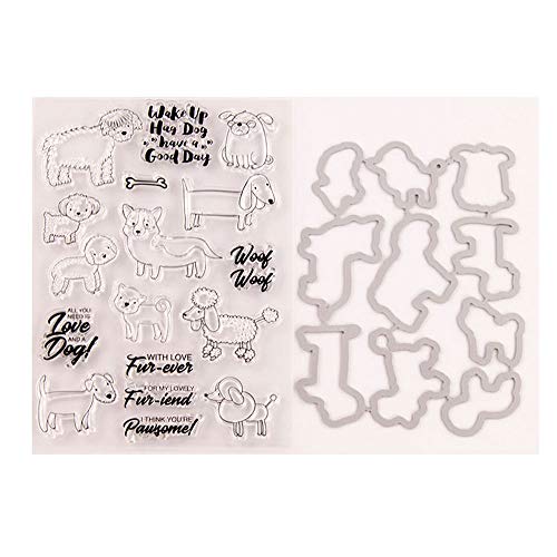 Tier Stempel und Stanzschablonen Set,Klar Silikonstempel und Stanzen Set,Metall Prägeschablonen Stanzmaschine Weihnachts Stanzformen Schablonen und Clear Stempel für DIY Scrapbooking, Kunsthandwerk von Surakey