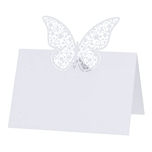 Tischkarten Hochzeit, 50 Stück 3D Schmetterling Hochzeits Namenskarte Perlglanzpapier Platzkarten, Hohle Sitznummernkarten für Hochzeiten, Partys, Bankette von Surakey