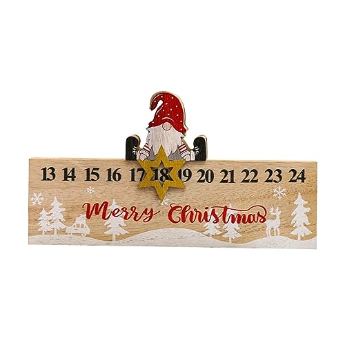 Weihnachts 24 Tage Countdown Kalender Holz,Weihnachts Adventskalender mit Weihnachtsmann-Schieber,Santa Claus Tisch Schreibtisch Kalender Ornament für Weihnachten,Tage zählen mit Weihnachten Theme von Surakey