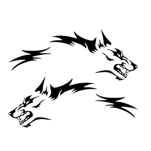 Wolf Auto Aufkleber,2 Stück Cool Wolfskopf Vinyl Aufkleber Karosserie Aufkleber Heckscheibe Tuning Wolf Car Sticker Wasserdicht Auto Fahrzeug Running Wolf Totem Autoaufkleber Auto Styling Dekoration von Surakey