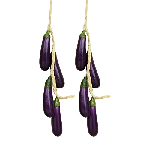 künstliche Gemüse Girlande,Künstlicher Gemüse Zopf,2 Stück Künstliches Gemüse Simulation Gemüse Aubergine Dekoration Küche Home Decor Realistische Fake Gemüse Dekor Set Foto Requisiten von Surakey