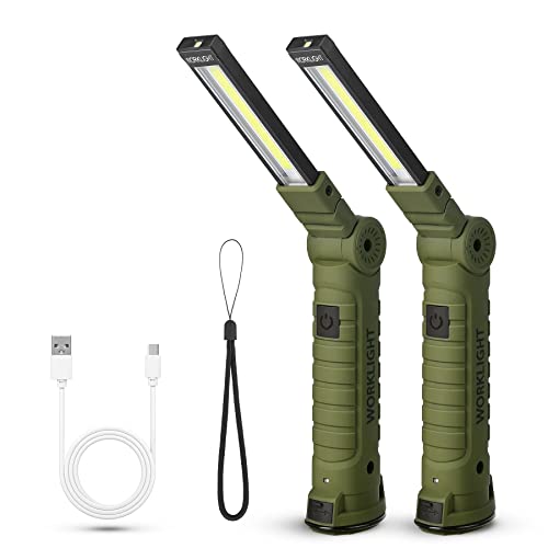 Suranew LED Taschenlampe Arbeitsleuchte Werkstattlampe COB Inspektionsleuchten Wiederaufladbare mit Haken zum Aufhängen und Magnet Basis für Camping, Wandern und Notfälle von Suranew