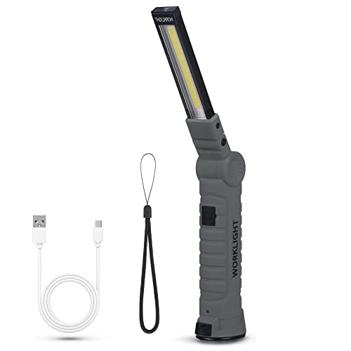 Suranew LED Taschenlampe Arbeitsleuchte Werkstattlampe COB Inspektionsleuchten Wiederaufladbare mit Haken zum Aufhängen und Magnet Basis für Camping, Wandern und Notfälle von Suranew