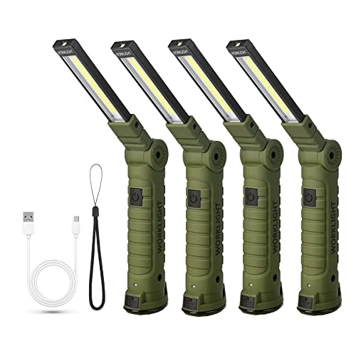 Suranew LED Taschenlampe Arbeitsleuchte Werkstattlampe COB Inspektionsleuchten Wiederaufladbare mit Haken zum Aufhängen und Magnet Basis für Camping, Wandern und Notfälle von Suranew
