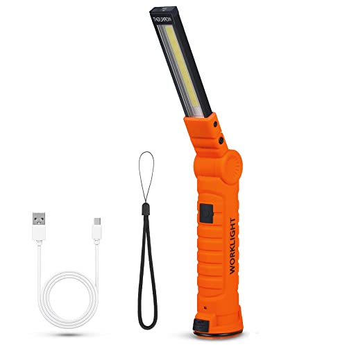 Suranew LED Taschenlampe Arbeitsleuchte Werkstattlampe COB Inspektionsleuchten Wiederaufladbare mit Haken zum Aufhängen und Magnet Basis für Camping, Wandern und Notfälle von Suranew