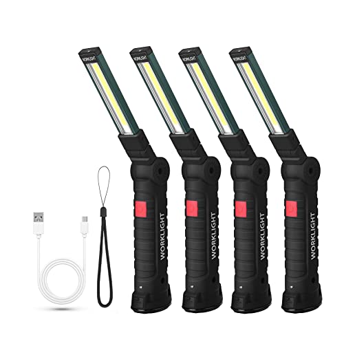 Suranew LED Taschenlampe Arbeitsleuchte Werkstattlampe COB Inspektionsleuchten Wiederaufladbare mit Haken zum Aufhängen und Magnet Basis für Camping, Wandern und Notfälle von Suranew