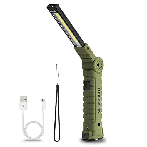 Suranew LED Taschenlampe Arbeitsleuchte Werkstattlampe COB Inspektionsleuchten Wiederaufladbare mit Haken zum Aufhängen und Magnet Basis für Camping, Wandern und Notfälle von Suranew