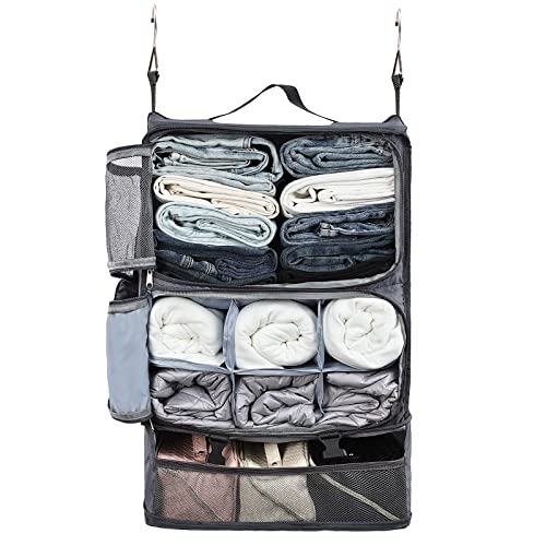 Surblue Hängeregal Reisetasche Kompressionspackwürfel für Koffer Zusammenklappbar mit Erweiterungsschicht Große Kapazität Grau XXL von Surblue