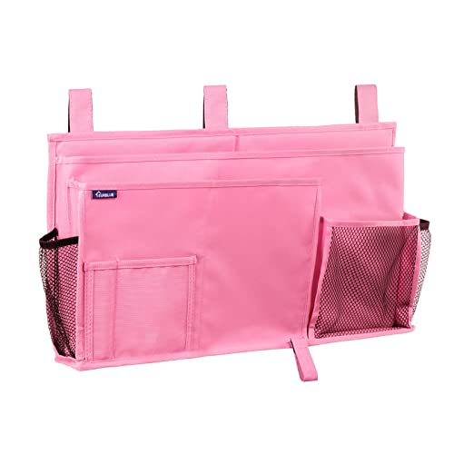 Surblue Nachttisch Caddy Hängebett Organizer Aufbewahrungstasche Tasche für Etagen-und Krankenhausbetten, Studentenwohnheime, Babybettgitter, Lager 8 Taschen(Rosa) von Surblue