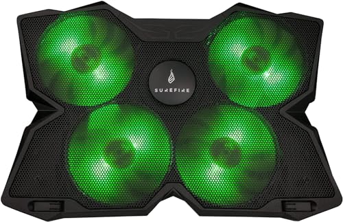 SureFire Bora Gaming Laptop Cooling Pad, Laptop-Kühler 12-17 Zoll, Notebook-Lüfter Kühlpads, Kühlunterlage für Laptops bis 17", externer Laptop-Lüfter bis 1200 U/min, max 26 dBA, grün SureFire Bora Gaming Laptop Cooling Pad, Laptop-Kühler 12-17 Zoll, Notebook-Lüfter Kühlpads, Kühlunterlage für Laptops bis 17", externer Laptop-Lüfter bis 1200 U/min, max 26 dBA, grün von SureFire