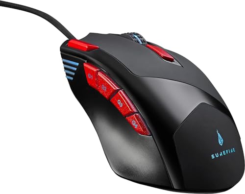 SureFire Eagle Claw Gaming 9-Button Gaming Maus, mit RGB-Beleuchtung, PC Maus 3200 DPI, mit 9 programmierbaren Tasten, USB 3.2 GEN 1 und USB 2.0, Gaming Mouse Windows, Mac und Konsolen von SureFire