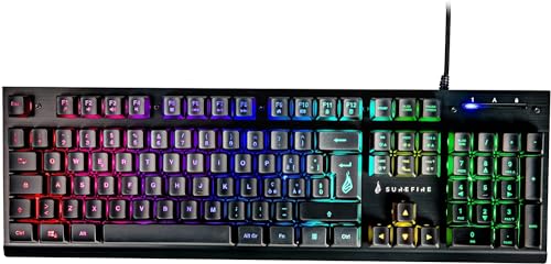 SureFire Kingpin X2 Gaming Tastatur Italienisch, Gaming Multimedia Keyboard mit Beleuchtung, RGB-Tastatur mit Aluminium-Frontplatte, 25 Anti-Ghosting-Tasten, italienisches Layout QWERTY von SureFire
