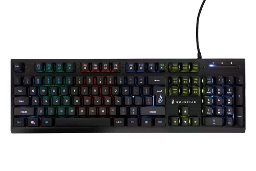 SureFire Kingpin X2 Gaming Tastatur US Englisch, Gaming Multimedia Keyboard mit Beleuchtung, RGB-Tastatur mit Aluminium-Frontplatte, 25 Anti-Ghosting-Tasten, amerikanisches Layout QWERTY SureFire Kingpin X2 Gaming Tastatur US Englisch, Gaming Multimedia Keyboard mit Beleuchtung, RGB-Tastatur mit Aluminium-Frontplatte, 25 Anti-Ghosting-Tasten, amerikanisches Layout QWERTY von SureFire