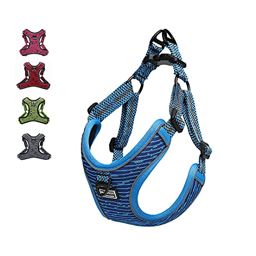 Suredoo Hundegeschirr für Große Mittlere Kleine Hunde Welpen Haustiere, Anti Zug Geschirr No Pull Sicherheitsgeschirr Reflektierend Atmungsaktiv Brustgeschirr Dog Harness Weich Einstellbar (M, Blau) von Suredoo