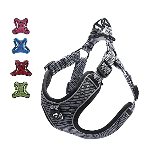 Suredoo Hundegeschirr für Mittlere Kleine Hunde Welpen Haustiere, Anti Zug Geschirr No Pull Sicherheitsgeschirr Reflektierend Brustgeschirr Dog Harness Weich Einstellbar (S, Grau) von Suredoo