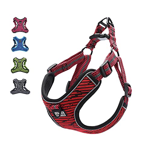 Suredoo Hundegeschirr für Mittlere Kleine Hunde Welpen Haustiere, Anti Zug Geschirr No Pull Sicherheitsgeschirr Reflektierend Brustgeschirr Dog Harness Weich Einstellbar (M, Rot) von Suredoo