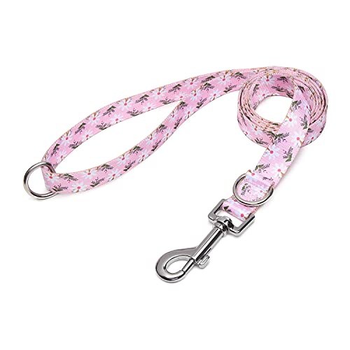 Suredoo Hundeleine Verstellbare, Weich & Komfort Nylon Haustier Trainingsleine mit Doppel-D-Ringfür Kleine Mittlere Große Hunde, 120cmx2cm (Rosa Weiße Blumen) von Suredoo