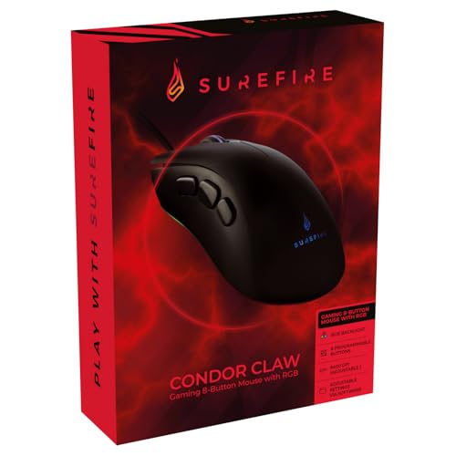 SureFire Condor Claw Gaming 8-Button, Gaming Maus, mit RGB-Beleuchtung, PC Maus 6400 DPI, mit 8 programmierbaren Tasten, USB 3.2 GEN 1 & USB 2.0, Gaming Mouse Windows & Mac & Konsolen SureFire Condor Claw Gaming 8-Button, Gaming Maus, mit RGB-Beleuchtung, PC Maus 6400 DPI, mit 8 programmierbaren Tasten, USB 3.2 GEN 1 & USB 2.0, Gaming Mouse Windows & Mac & Konsolen von SureFire