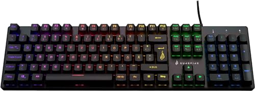 SureFire Kingpin M2 Mechanische Gaming Tastatur Deutsch, Gaming Multimedia Keyboard Full Size, RGB-Tastatur mit Beleuchtung, 100% Anti-Ghosting-Tasten, deutsches Layout QWERTZ von SureFire