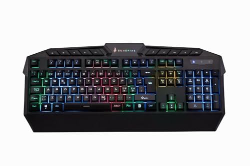 SureFire Kingpin Gaming Tastatur Nordic, Gaming Multimedia Keyboard mit LED-Hintergrundbeleuchtung, RGB-Tastatur mit USB-Kabel, 25 Anti-Ghosting-Tasten, skandinavisches Layout QWERTY von SureFire