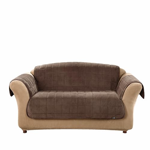 Sure Fit Loveseat Überwurf, gesteppt, Samt, Schokoladenbraun von Surefit