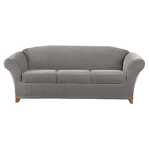 Surefit Stretch-Piqué-Sofabezug für 3-Sitzer, Einzelkissen, Flanellgrau Surefit Stretch-Piqué-Sofabezug für 3-Sitzer, Einzelkissen, Flanellgrau von Surefit