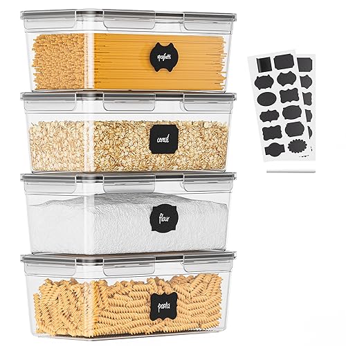Surejoy 3,5L Vorratsdosen mit Deckel Luftdicht 4er Set, BPA Frei Aufbewahrungsbox Küche Organizer, Aufbewahrungsbehälter Vorratsbehälter, Spaghetti Pasta Nudel Lebensmittel Aufbewahrung von Surejoy
