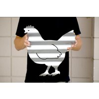 Corrugated Bbq Huhn Zeichen Grill Metallschild Vintage Emaillierte Stahlrohr Gewellt Stahl Restaurant Rustikales Home Shop Wall Bar von SurfToSummit