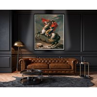 Napoleon Am Großen St. Bernhard Von Jacques-Louis David Poster Napoleon Bei Der Alpenüberquerung Pferdesport Vintage Gemälde Wandkunst von SurfToSummit